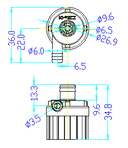 ZL25-02G2食品級(jí)微型直流水泵CAD平面圖